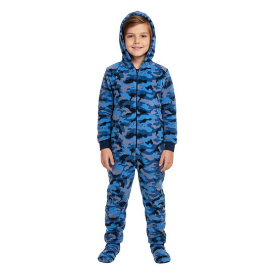 Pijama Niño Polar c/Gorro Camuflaje Azul H2O Wear