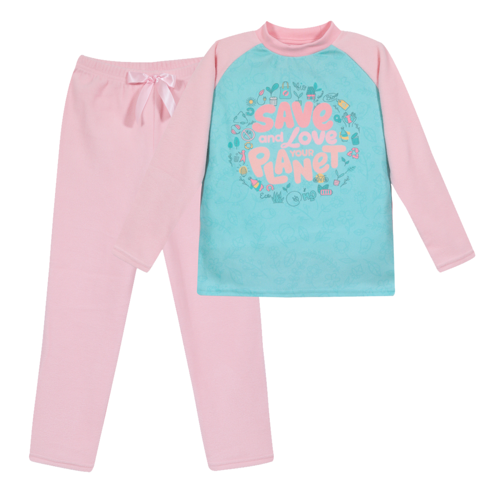 Pijama Niña Polar Reciclado Love Planet Verde H2O Wear