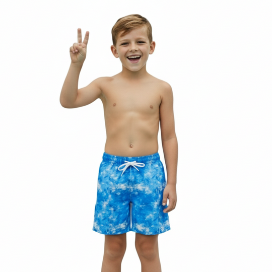 Traje de Baño Short Niño H2O Wear Celeste Estampado