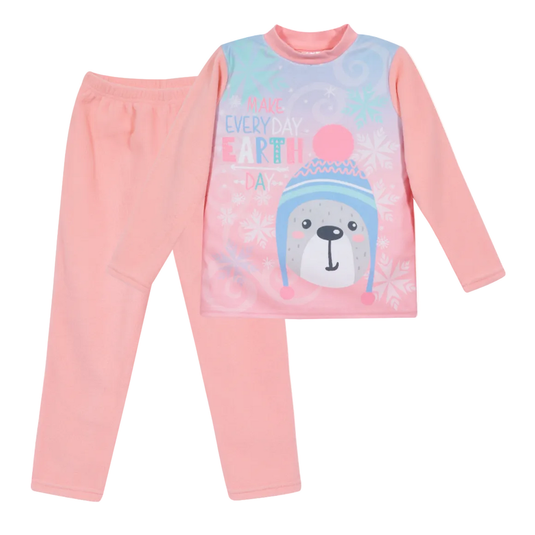 Pijama Niña Polar Reciclado Earth Day Rosado H2O Wear