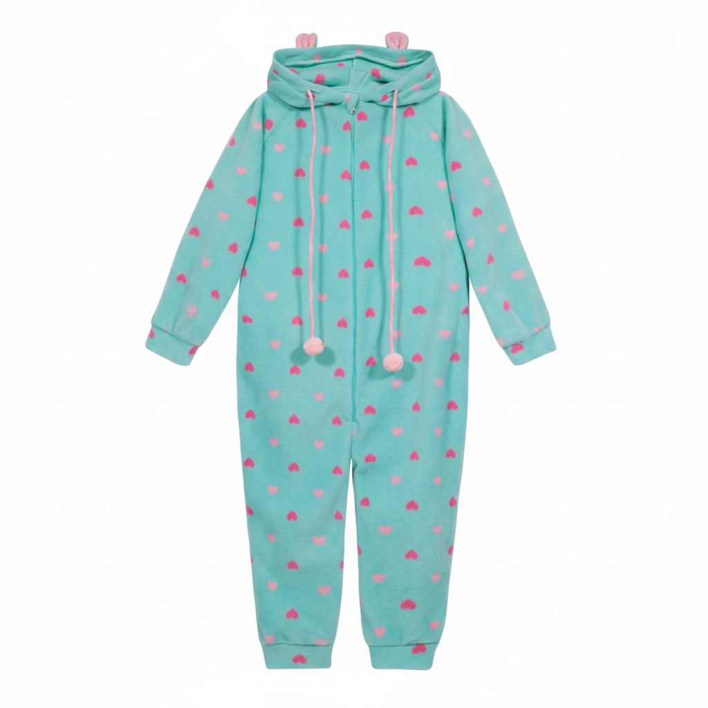 Pijama Niña Polar c/Gorro Estampado Celeste H2O Wear