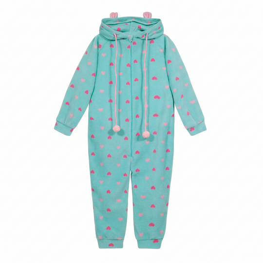 Pijama Niña Polar c/Gorro Estampado Celeste H2O Wear
