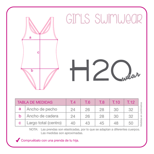 Traje de Baño Entero UV30+ Estampado para Niña Coral