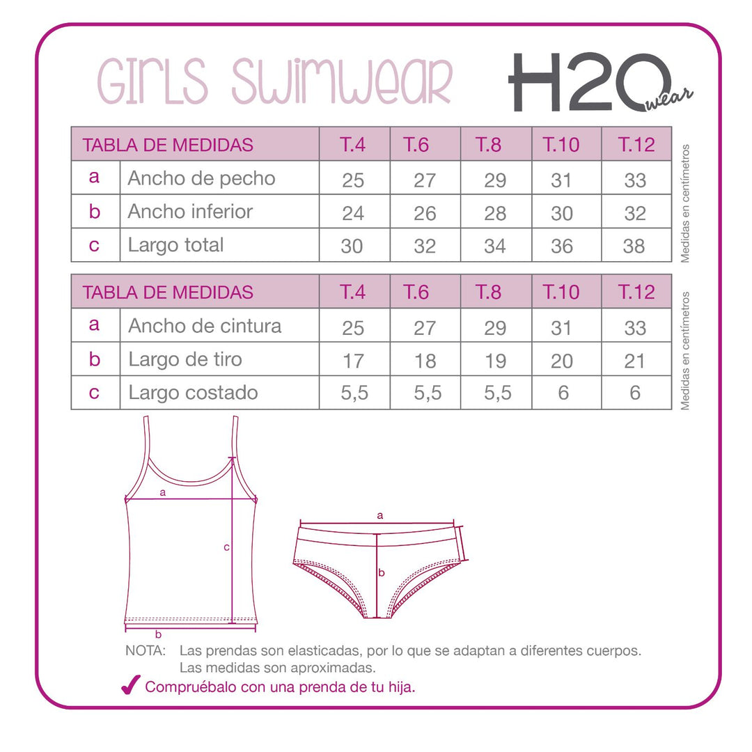 Traje de Baño Tankini UV30+ para Niña Rosado
