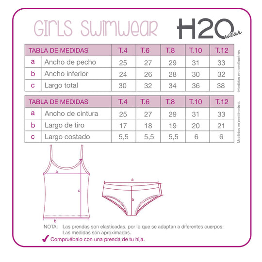 Traje de Baño Tankini UV30+ para Niña Rosado