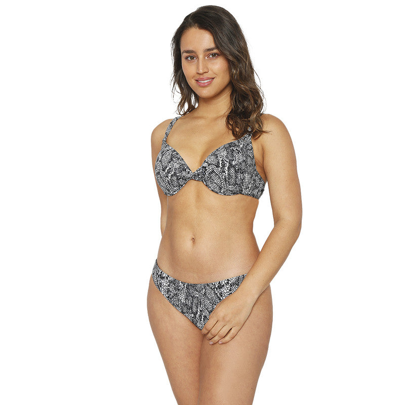 Traje de Baño Bikini Mujer H2O Wear Copa Estampado Gris Oscuro