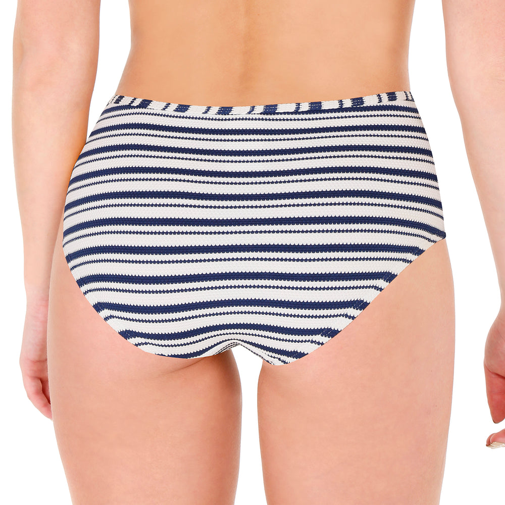 Traje de Baño Calzon Alto Rayas Mujer H2O Wear Blanco
