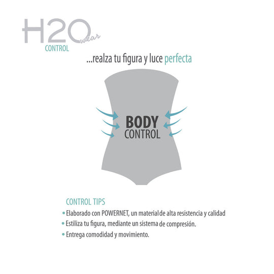 Traje de Baño Entero Mujer Control H2O Wear Cortes Diagonales Negro Pizarra