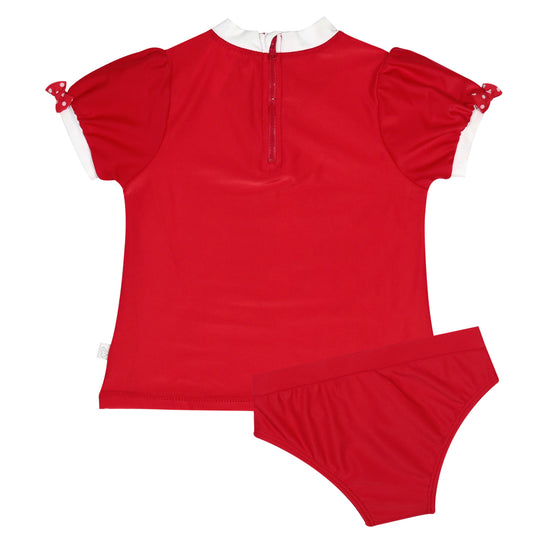 Traje de Baño Bebe Niña Set UV 50 Disney Minnie Rojo Amaranto