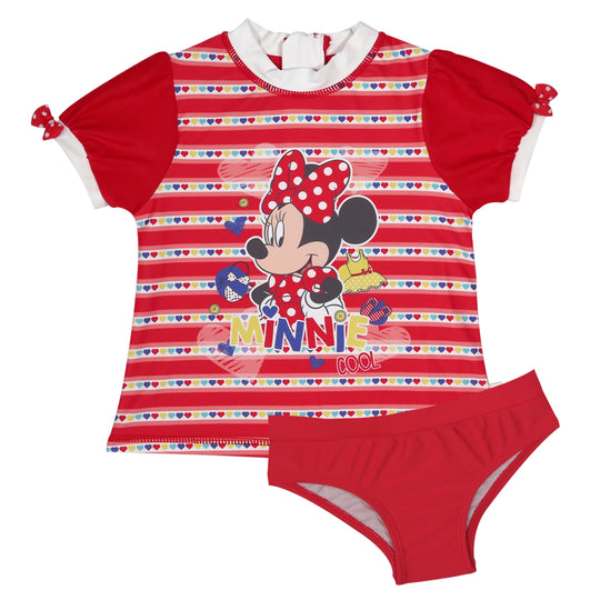 Traje de Baño Bebe Niña Set UV 50 Disney Minnie Rojo Amaranto