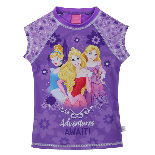 Polera Niña Manga Corta UV 50 Disney Princesas Violeta