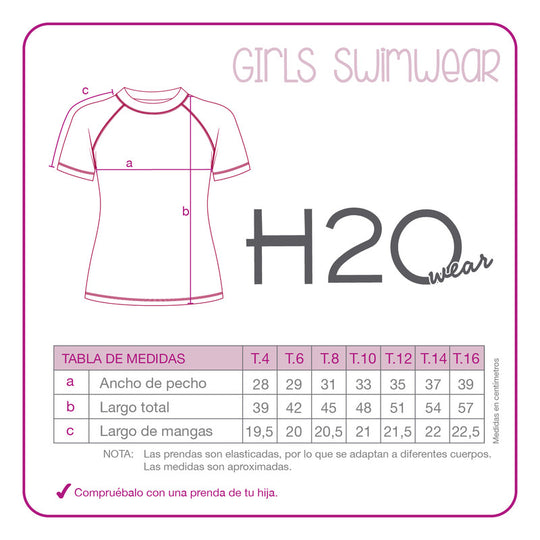 Polera Niña Manga Corta UV50 Coral H2O Wear