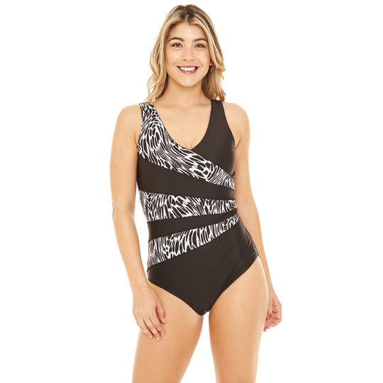 Traje de Baño Entero Mujer Control H2O Wear Negro Pizarra