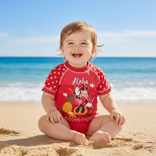 Traje de Baño Bebe Niña Set UV 30 Disney Minnie Rojo Amaranto