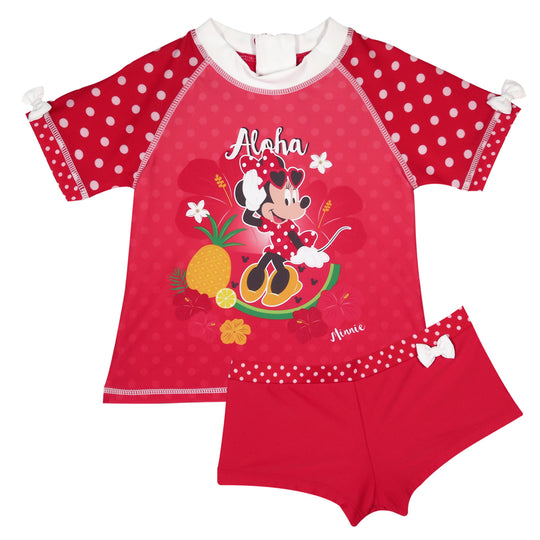 Traje de Baño Bebe Niña Set UV 30 Disney Minnie Rojo Amaranto