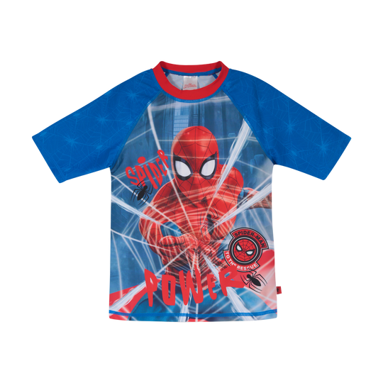Polera Niño Manga Corta UV 50+ Disney Spiderman Azul