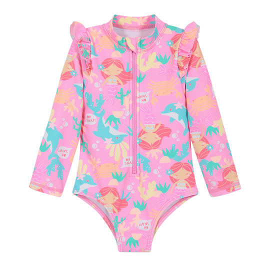 Traje de Baño Bebe Niña Entero UV50+ H2O Wear Rosado M/Larga