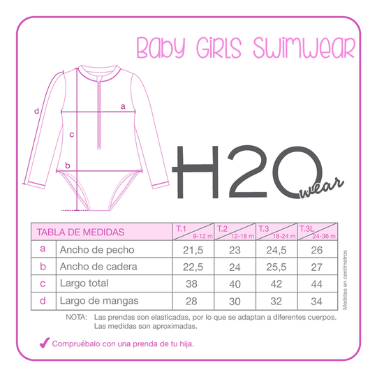 Traje de Baño Bebe Niña Entero UV50+ Blanco M/Larga