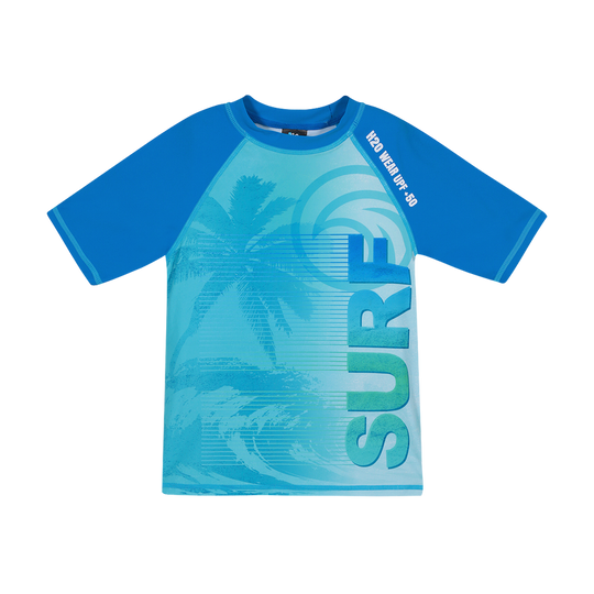 Polera Niño UV50+ H2O Wear M/Corta Turquesa