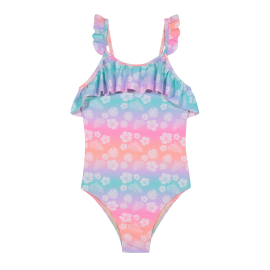 Traje de Baño Entero UV30+ Estampado para Niña Coral