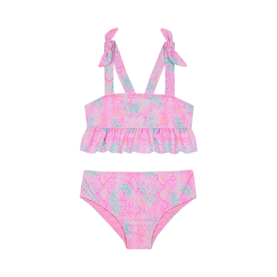 Traje de Baño Bikini UV30+ con Vuelos para Niña Rosado