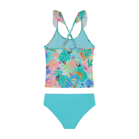Traje de Baño Niña Tankini UV30+ H2O Wear Verde C/Vuelos