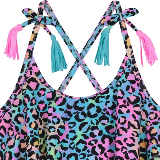 Traje de Baño Tankini UV30+ con Vuelos para Niña Rosado