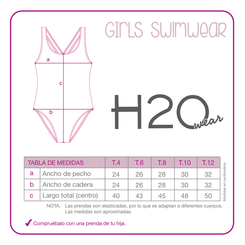 Traje de Baño Niña Entero UV30+ H2O Wear Turquesa