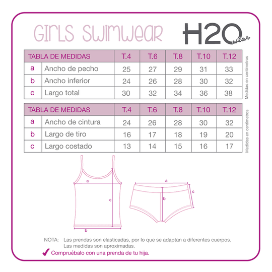 Traje de Baño Tankini UV30+ Sublimado para Niña Turquesa
