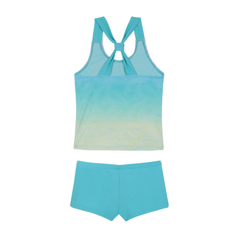 Traje de Baño Tankini UV30+ Sublimado para Niña Turquesa