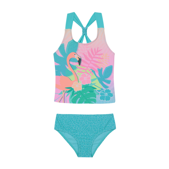 Traje de Baño Niña Tankini UV30+ H2O Wear Verde Top Sublimado