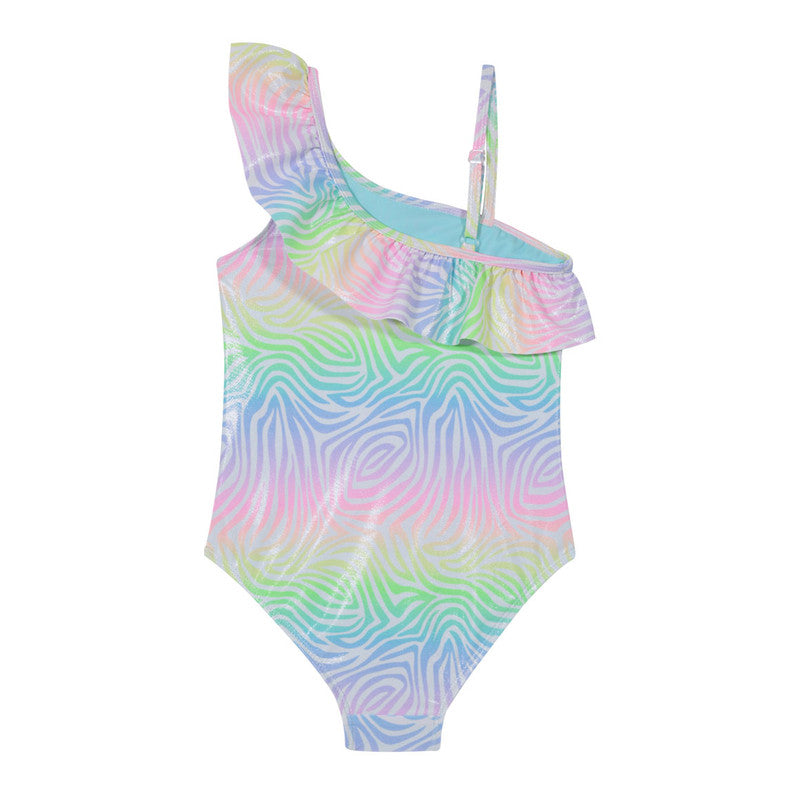 Traje de Baño Entero UV30+ Un Hombro para Niña Blanco