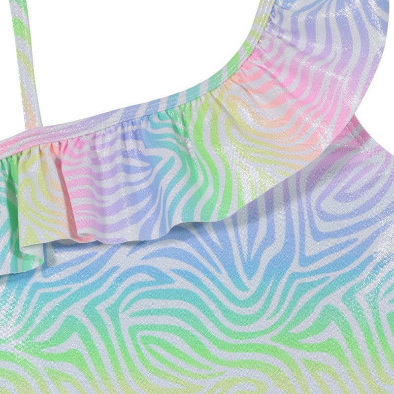 Traje de Baño Entero UV30+ Un Hombro para Niña Blanco