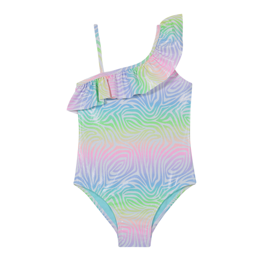 Traje de Baño Entero UV30+ Un Hombro para Niña Blanco
