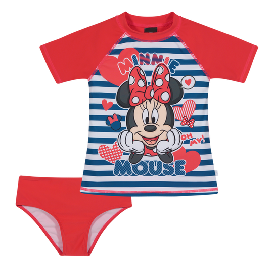 Traje de Baño Niña Set UV UV50+ Disney Minnie Rojo M/Corta