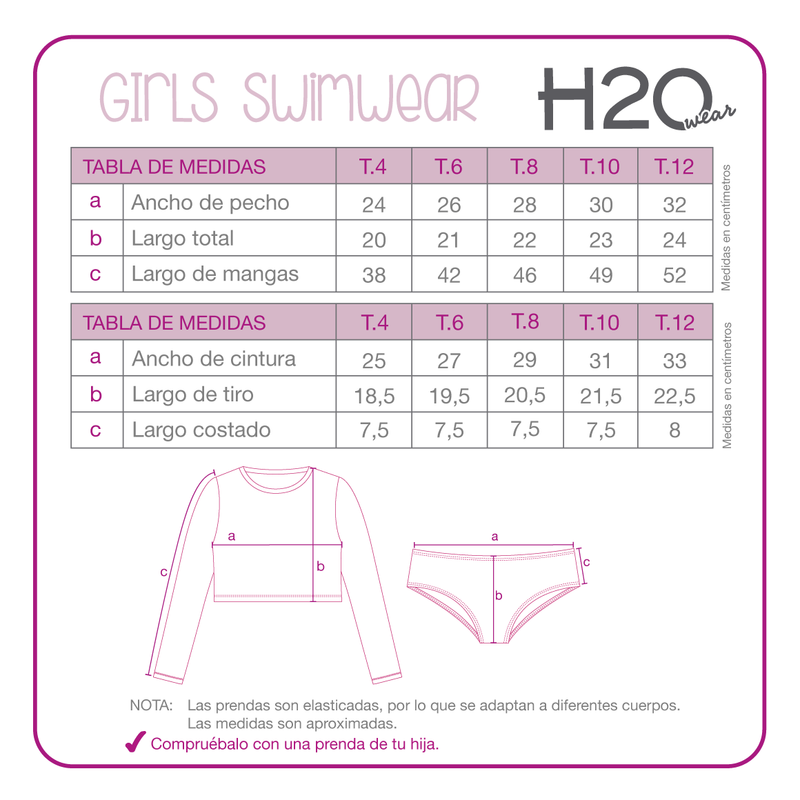 Traje de Baño Niña Tankini UV30+ Crop Top H2O Wear