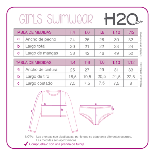 Traje de Baño Niña Tankini UV30+ Crop Top H2O Wear