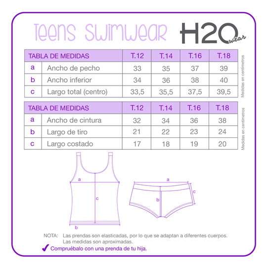 Traje de Baño Niña Teens Tankini UV30+ H2O Wear