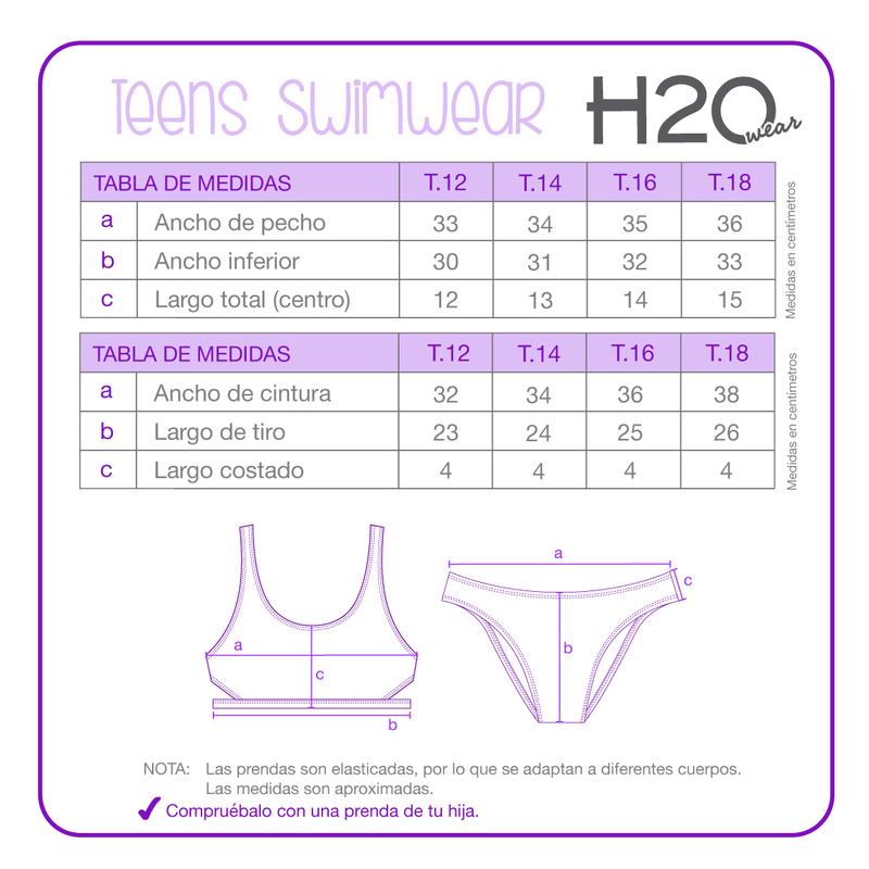 Traje de Baño Niña Teens Bikini UV30+ H2O Wear