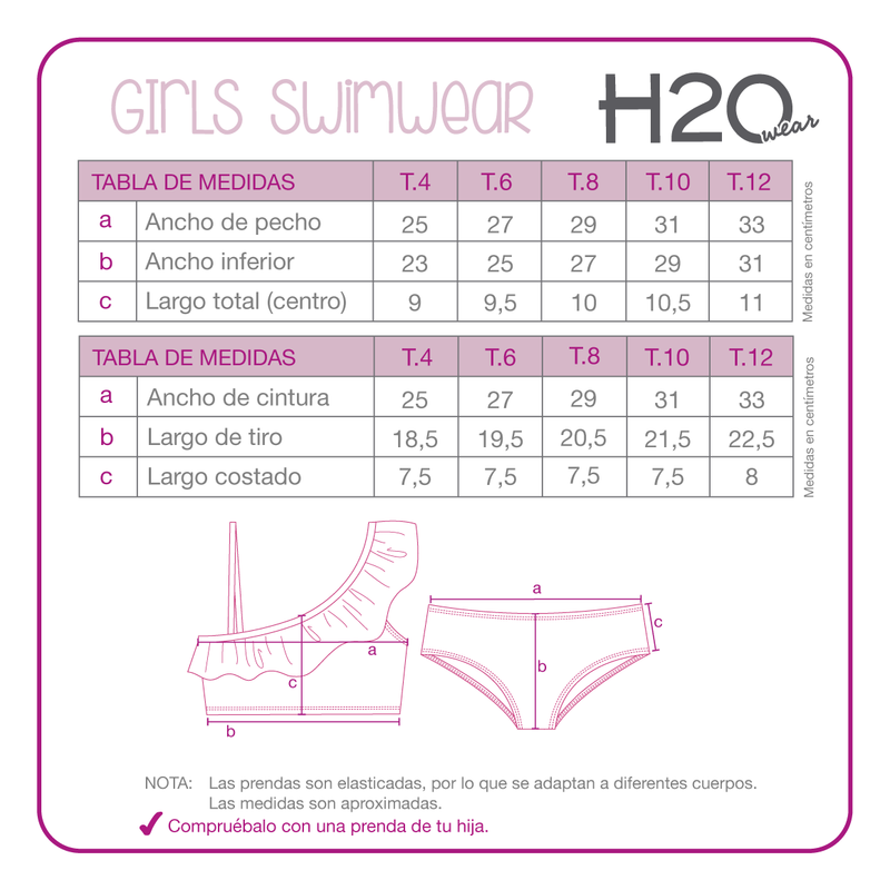 Traje de Baño Niña Bikini UV+30 Un Hombro H2O Wear