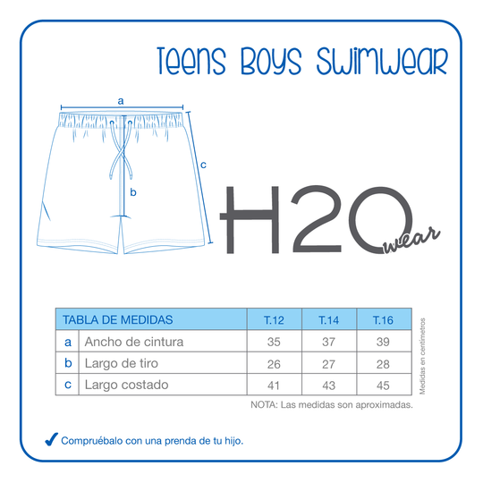 Traje de Baño Niño Teens Short H2O Wear Azul