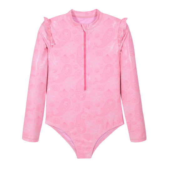 Traje de Baño Niña Manga Larga UV50 H2O Wear Rosado