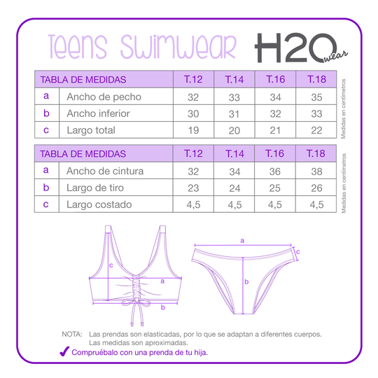 Traje de Baño Niña Teens Bikini  UV50 AOP H2O Wear Negro