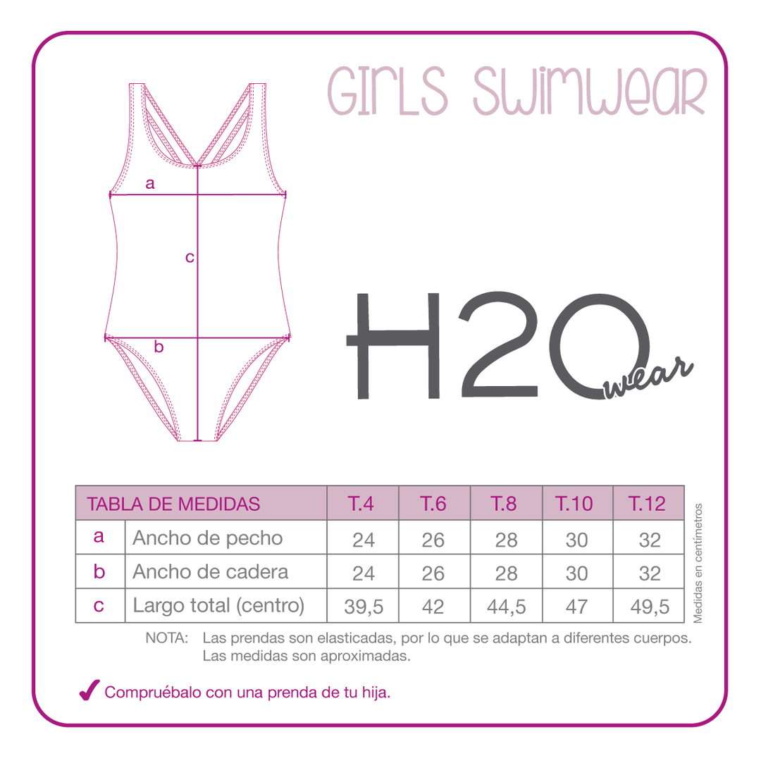 Traje de Baño Niña 1 Hombro Cut Out UV50 H2O Wear Celeste