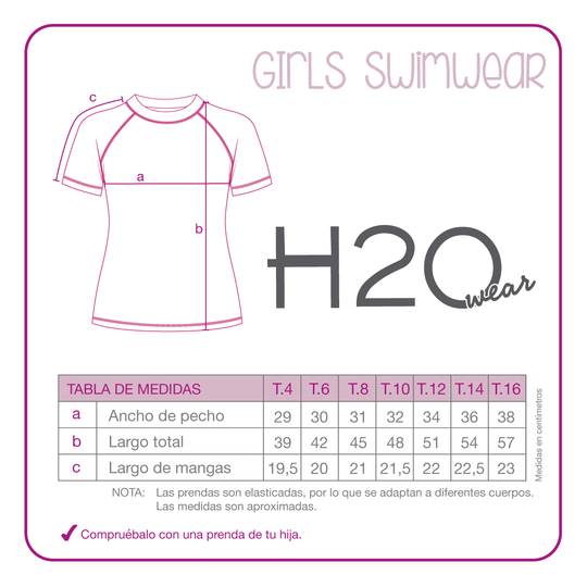 Traje de Baño Niña Polera UV50 M/Corta H2O Wear Calipso