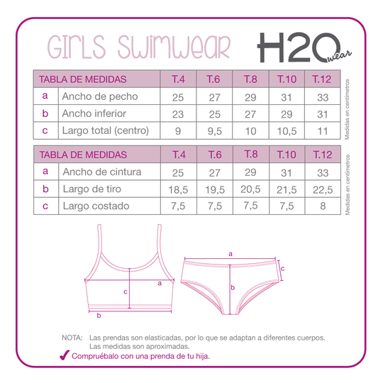 Traje de Baño Niña Bikini Vuelos UV50 H2O Wear Lila
