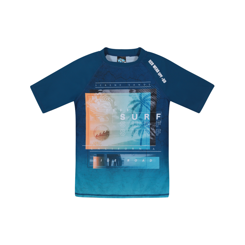 Traje de Baño Niño Polera UV50  M/Corta H2O Wear Azul