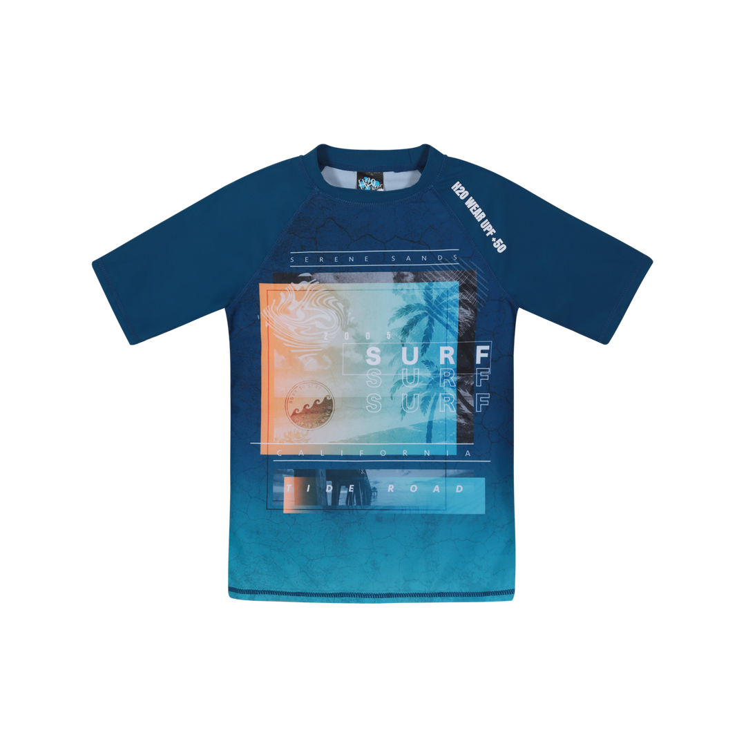 Traje de Baño Niño Polera UV50  M/Corta H2O Wear Azul