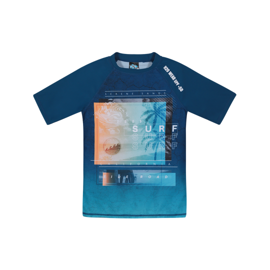 Traje de Baño Niño Polera UV50  M/Corta H2O Wear Azul