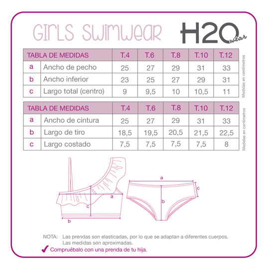 Traje de Baño Niña Bikini 1 Hombro UV50 H2O Wear Rosado